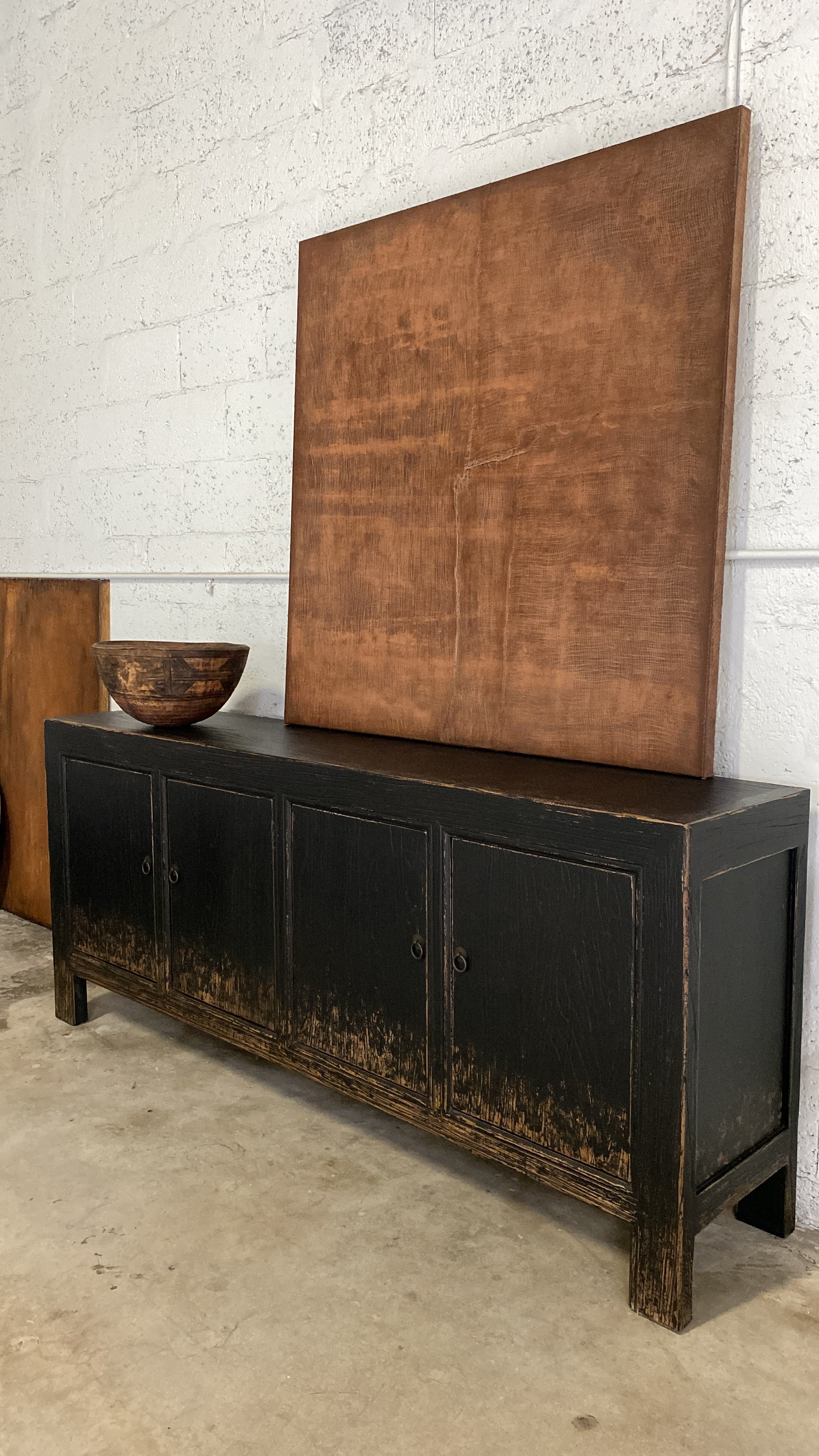 Black Four Door Elm Sideboard