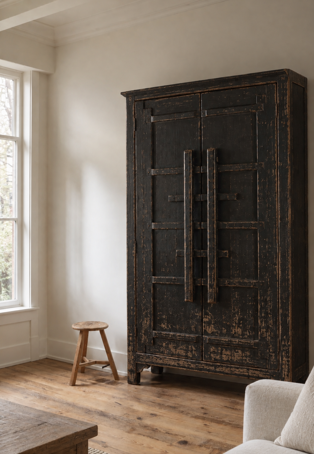 Black Wabi Sabi Elm Armoire