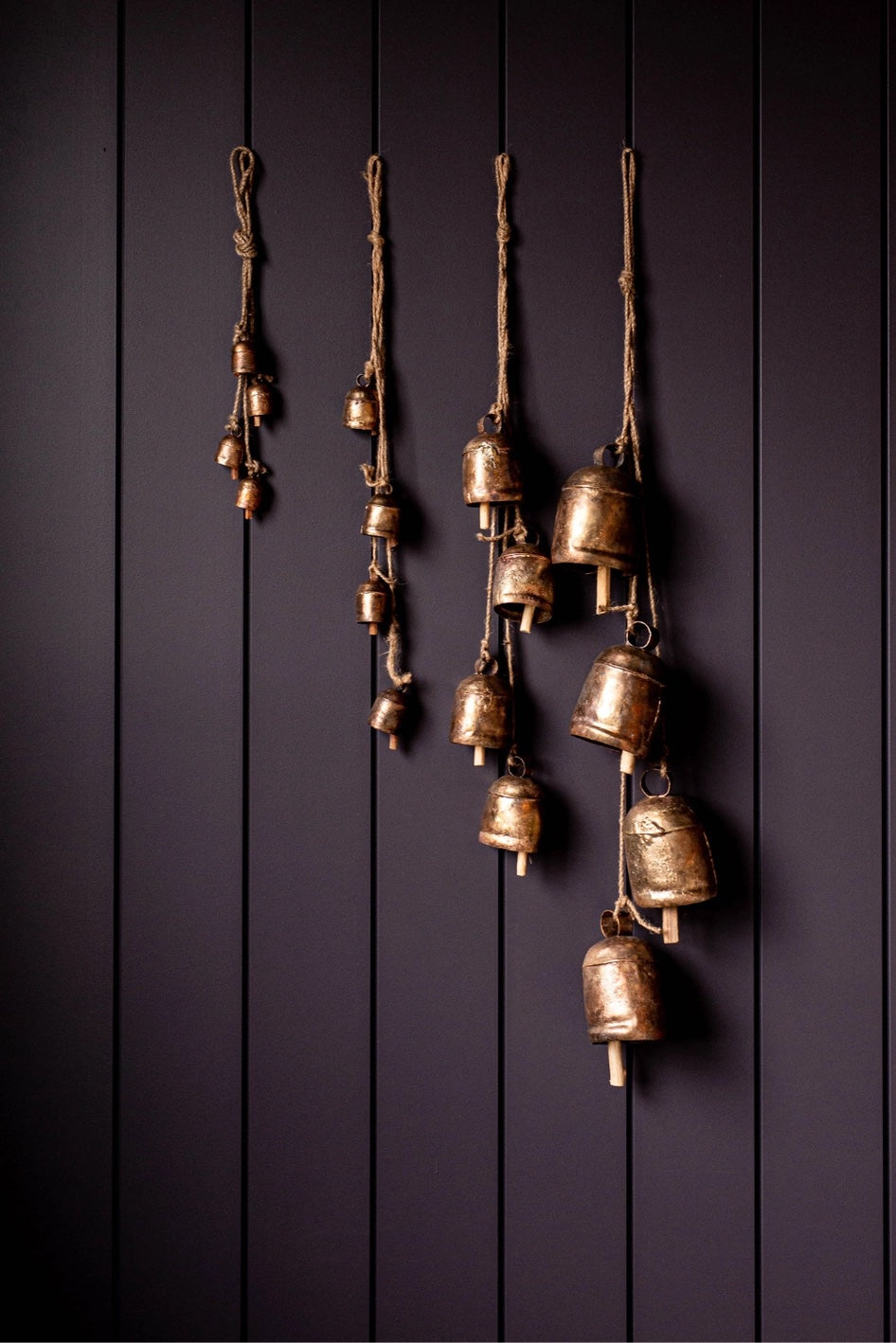 Hanging Vintage Copper Bell Clusters