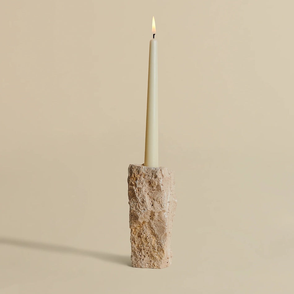 Large Travertine Candlestick Holder