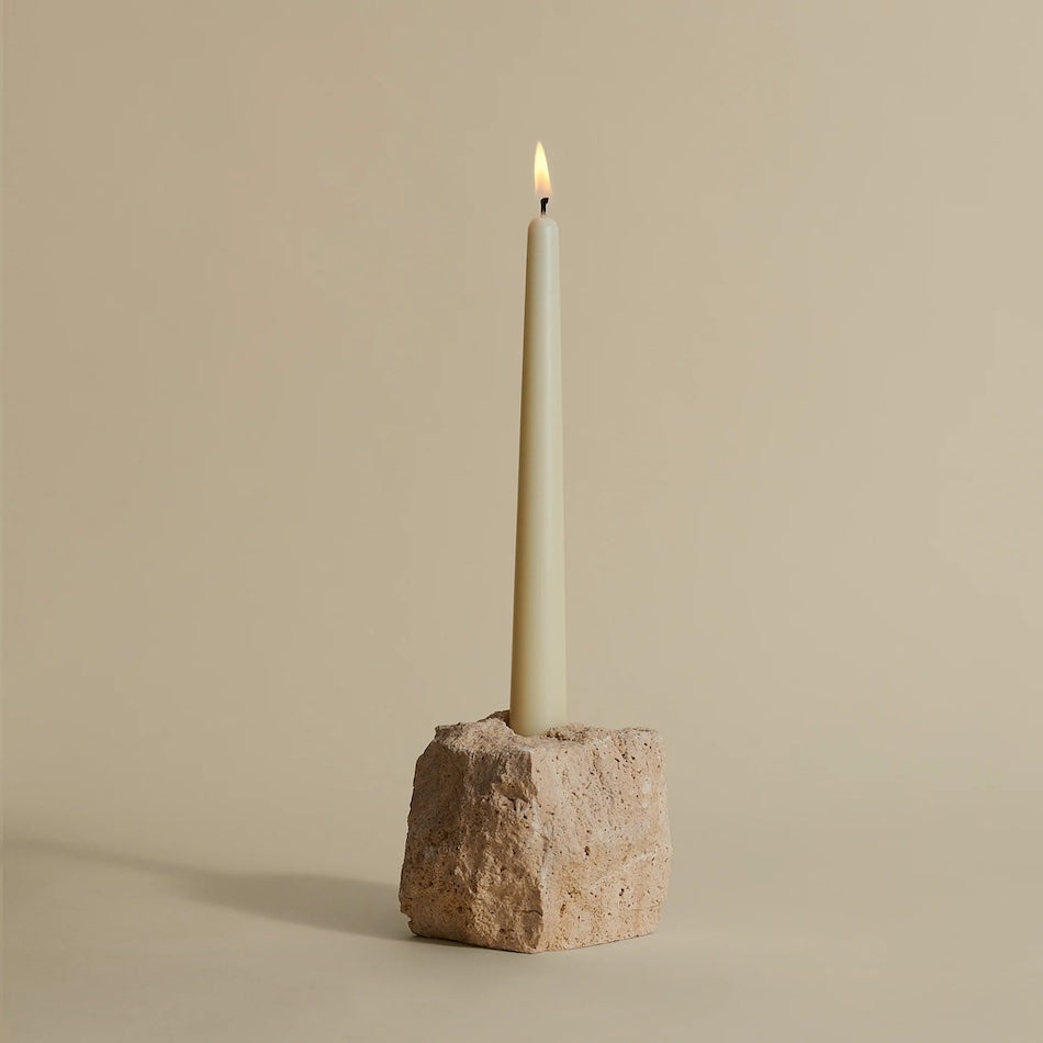 Medium Travertine Candlestick Holder