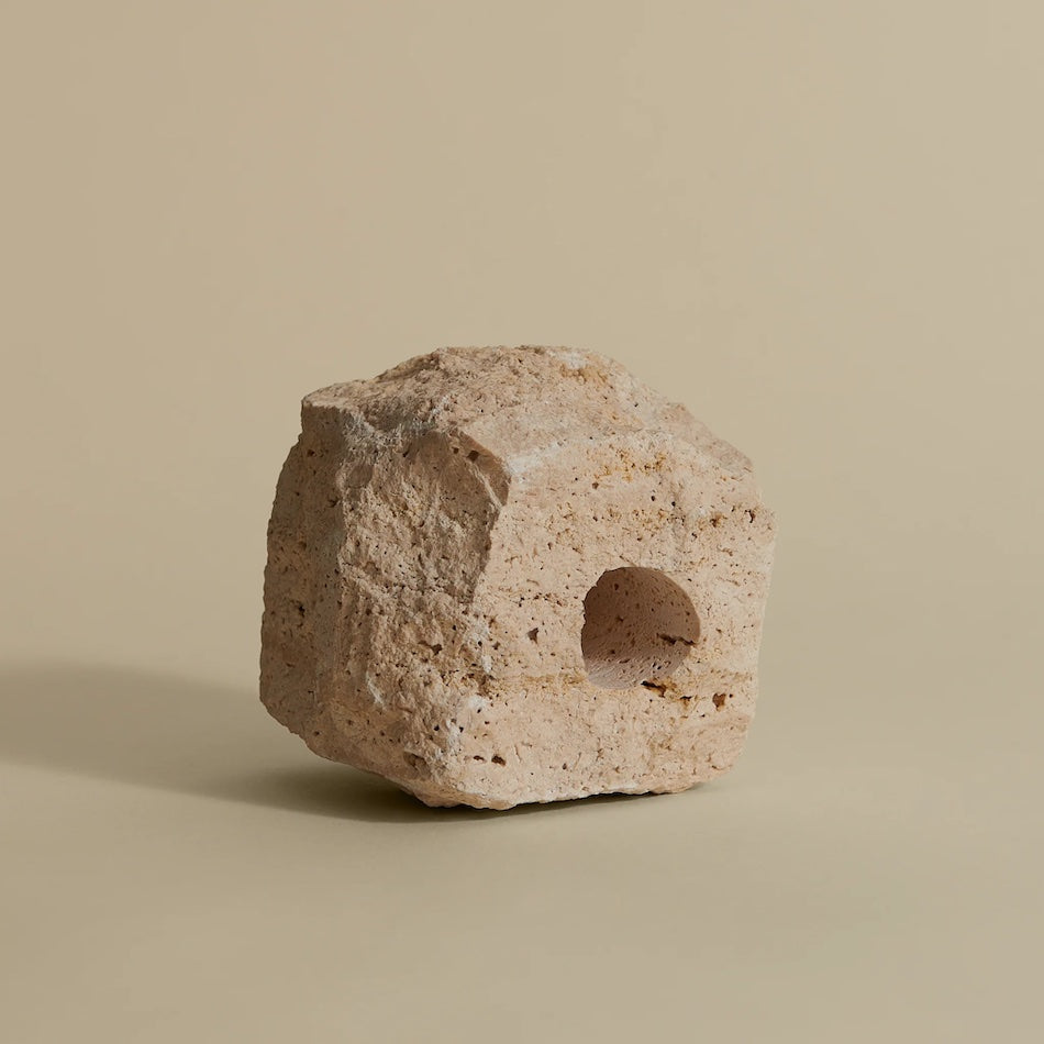 Medium Travertine Candlestick Holder