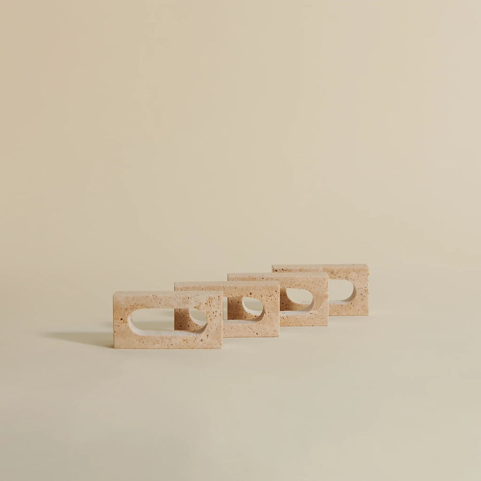 Rectangle Travertine Napkin Rings | Set of 4