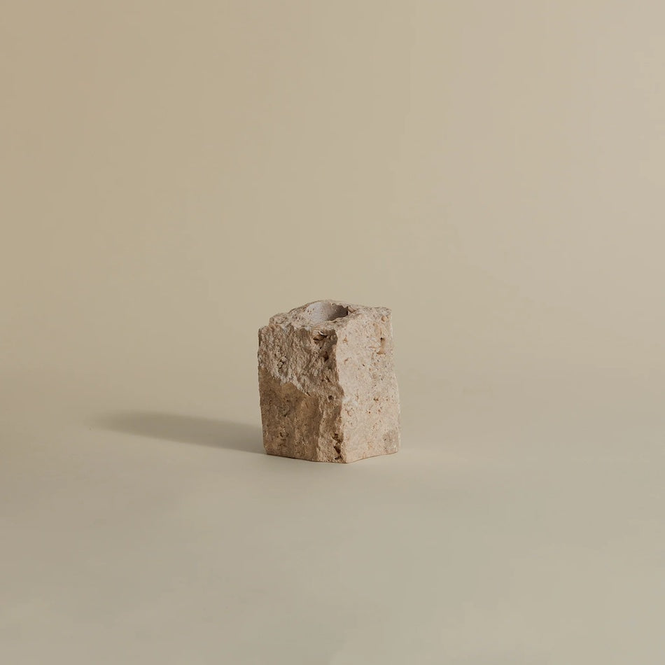 Small Travertine Candlestick Holder