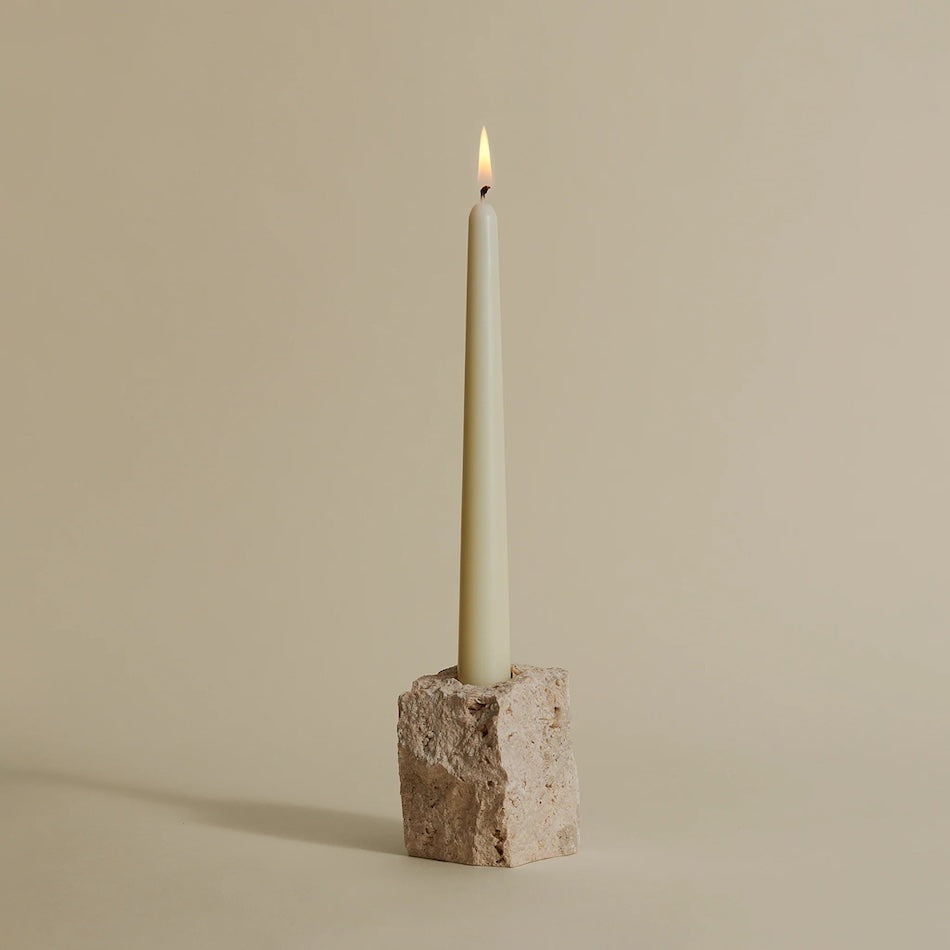 Small Travertine Candlestick Holder