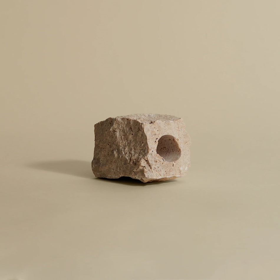Small Travertine Candlestick Holder