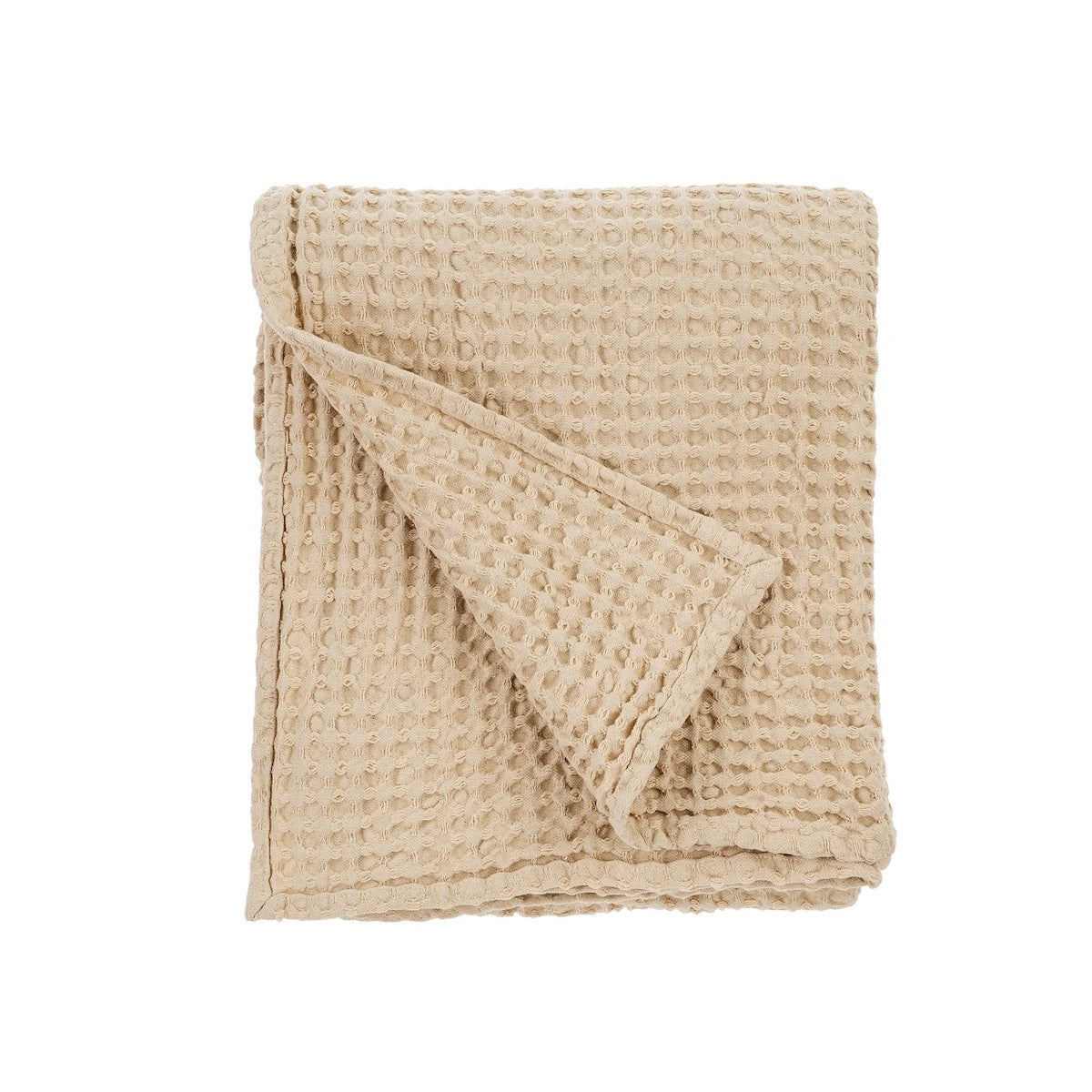 Stonewashed Waffle Throw Blanket Cream Canggu Home