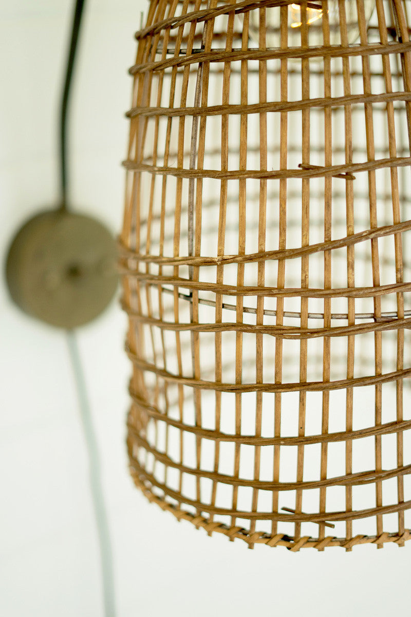 Wicker Dome Wall Sconce Lamp