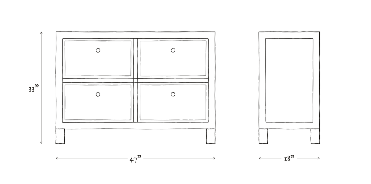 Belia Four Door Elm Dresser dimensions drawing
