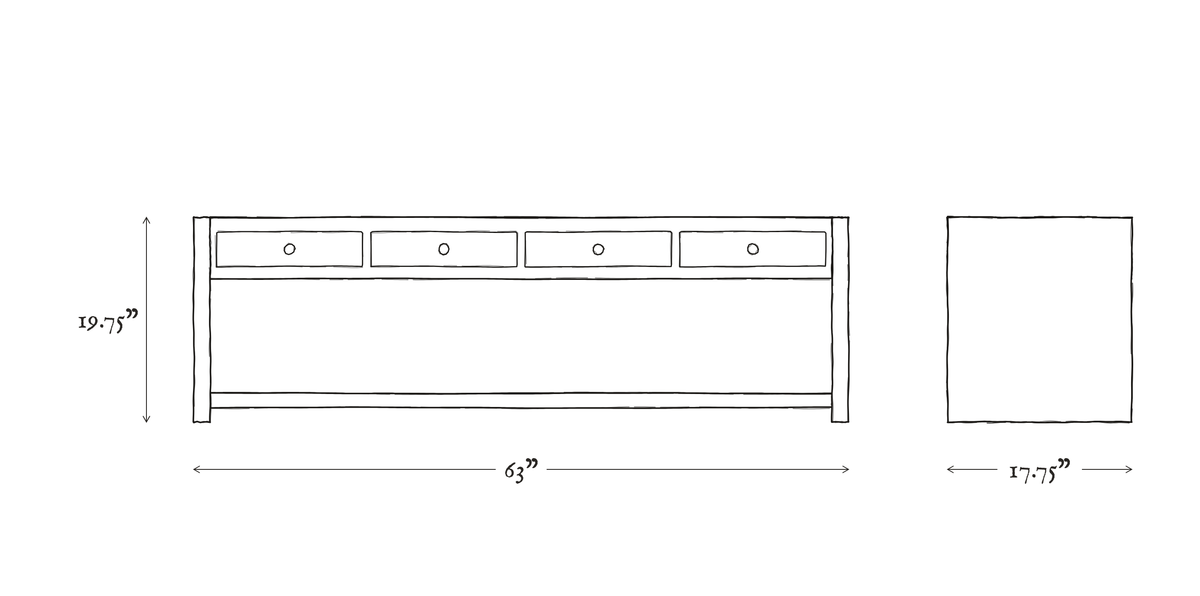 Marlo Black Elm Low Console dimensions drawing