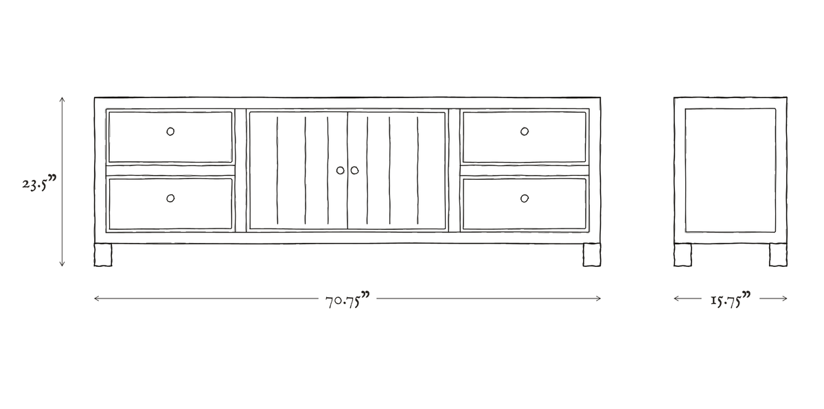 Rowan Elm Media Console dimensions drawing