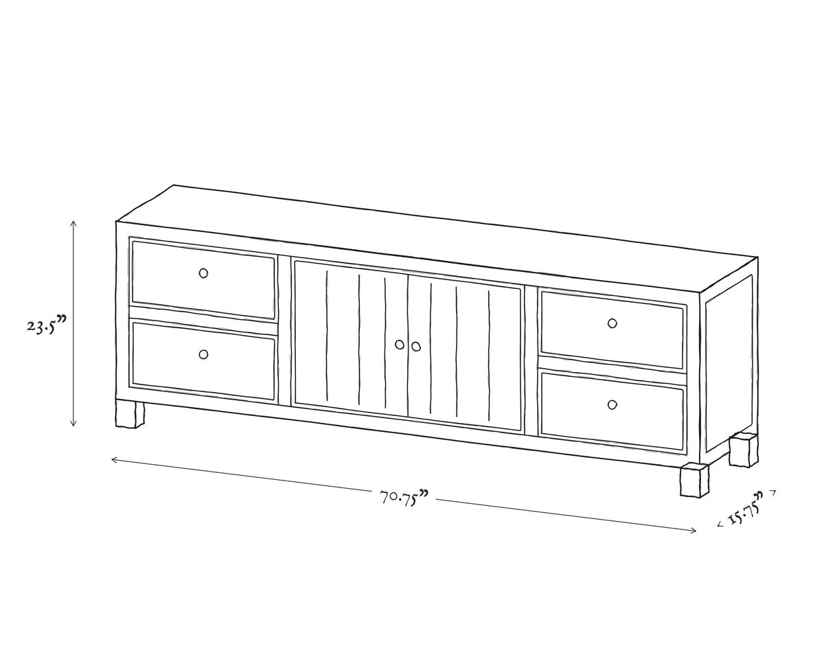 Rowan Elm Media Console dimensions drawing