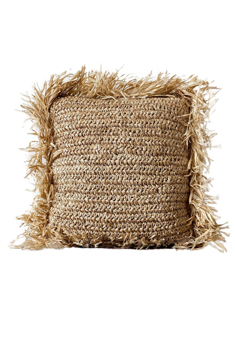 Raffia Fringe Throw Pillow