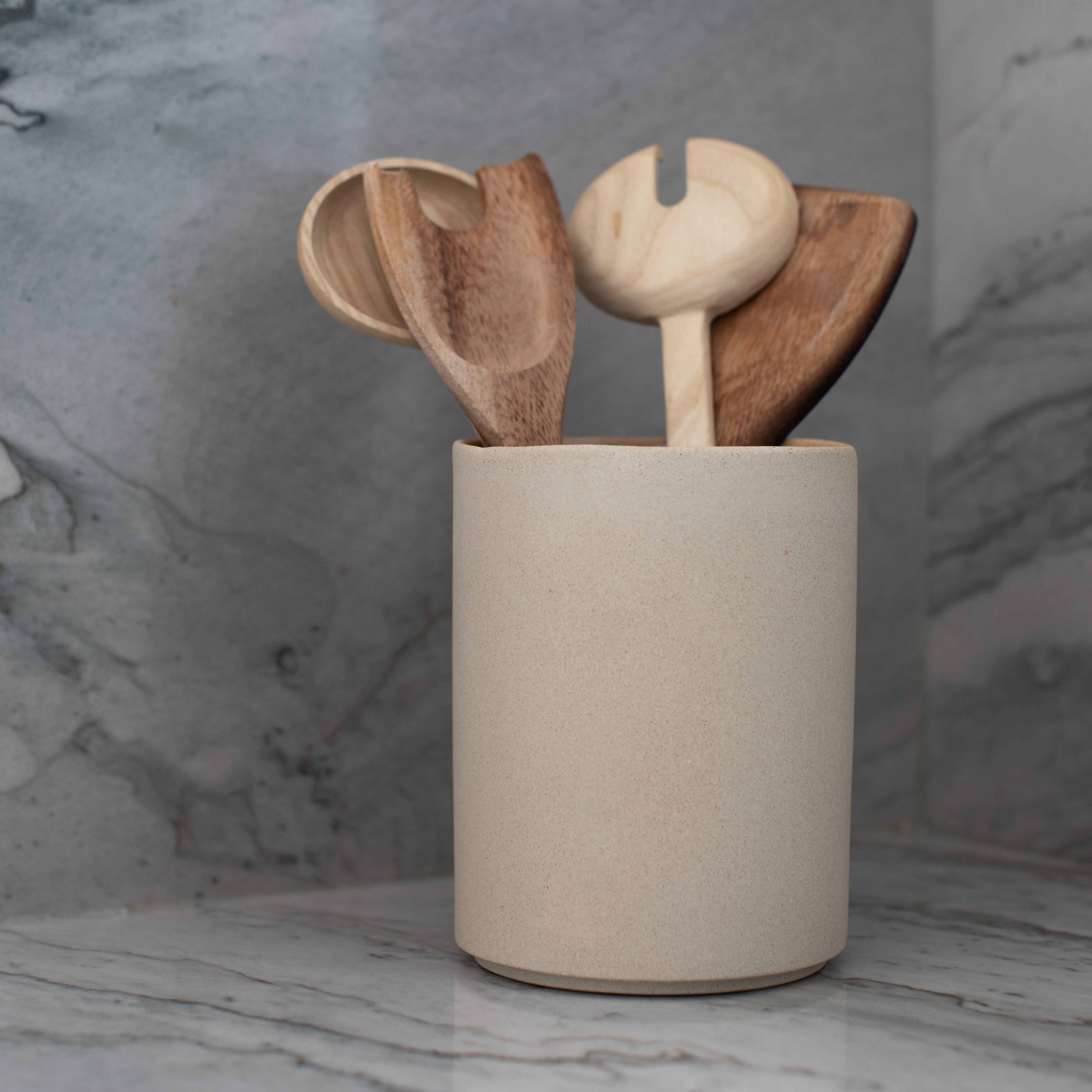 Minimal Utensil Crock | Raw Stoneware