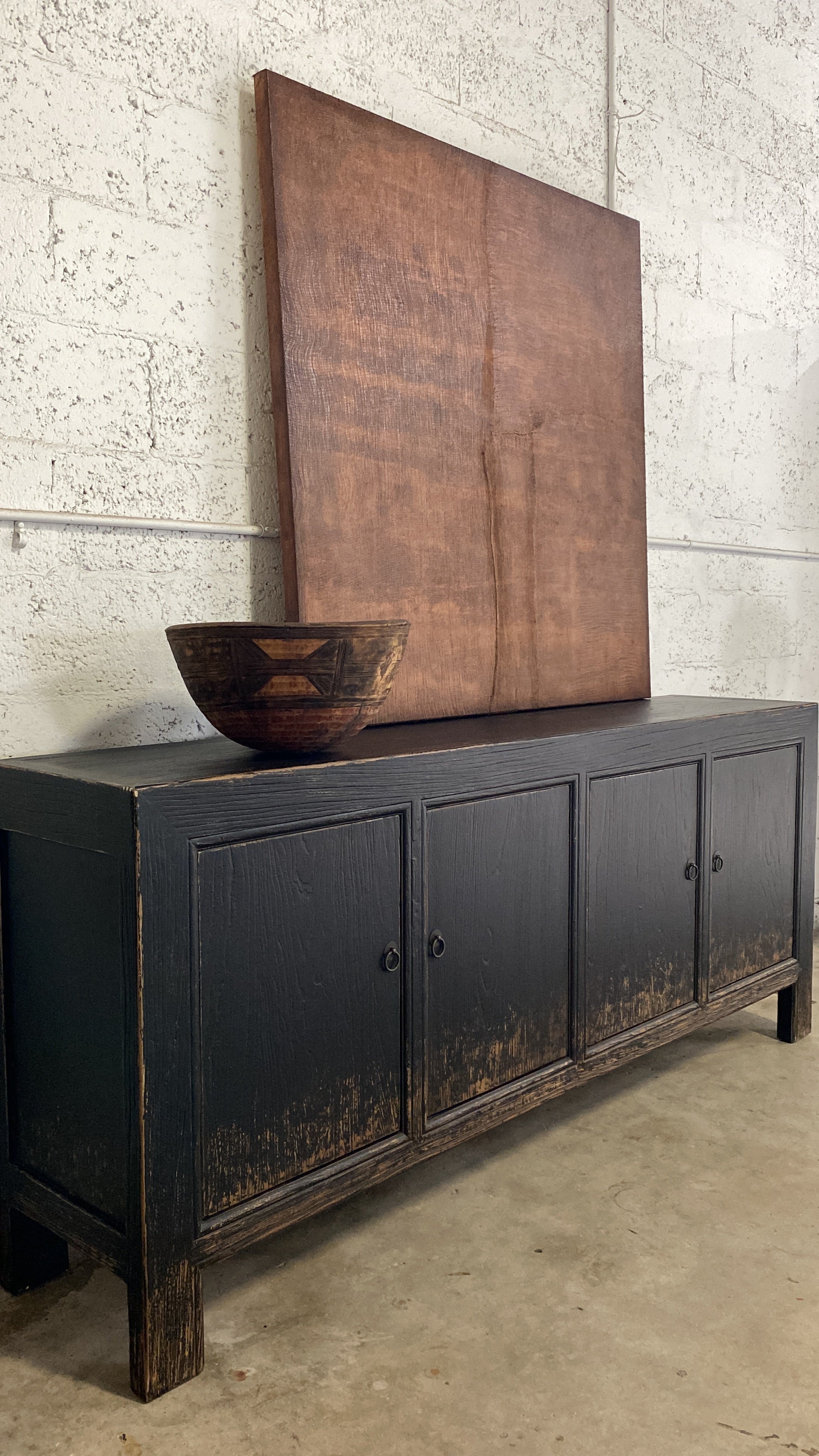 Black Four Door Elm Sideboard