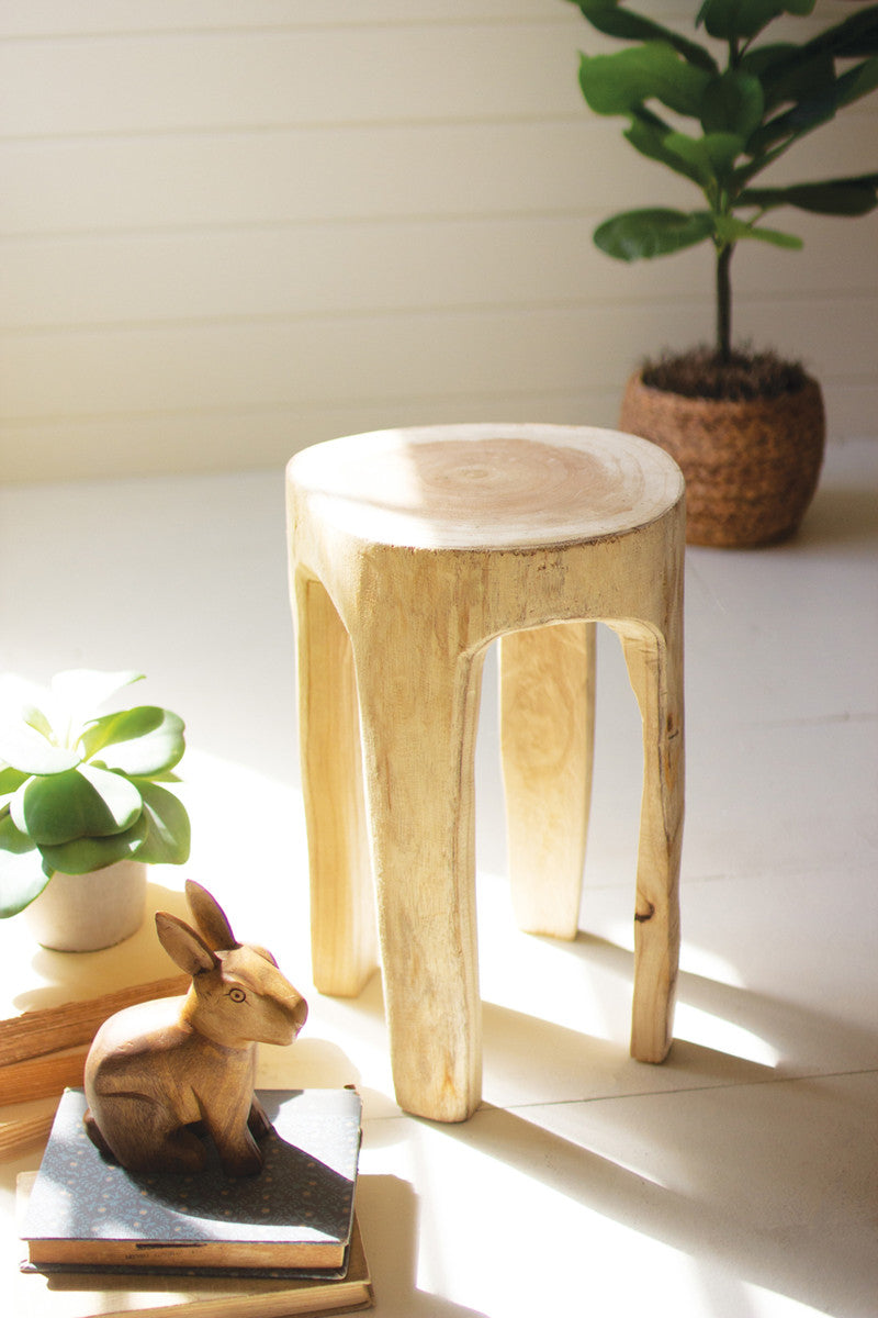 Carved Wooden Four-Legged Stool