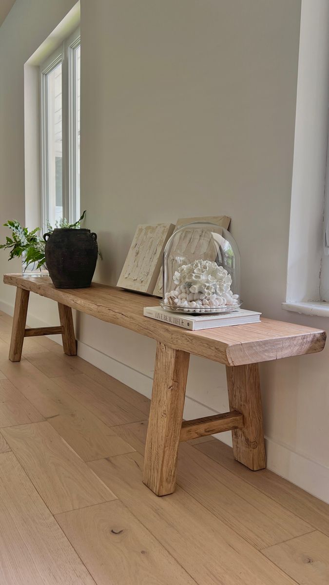 Large Elm Wood Bench