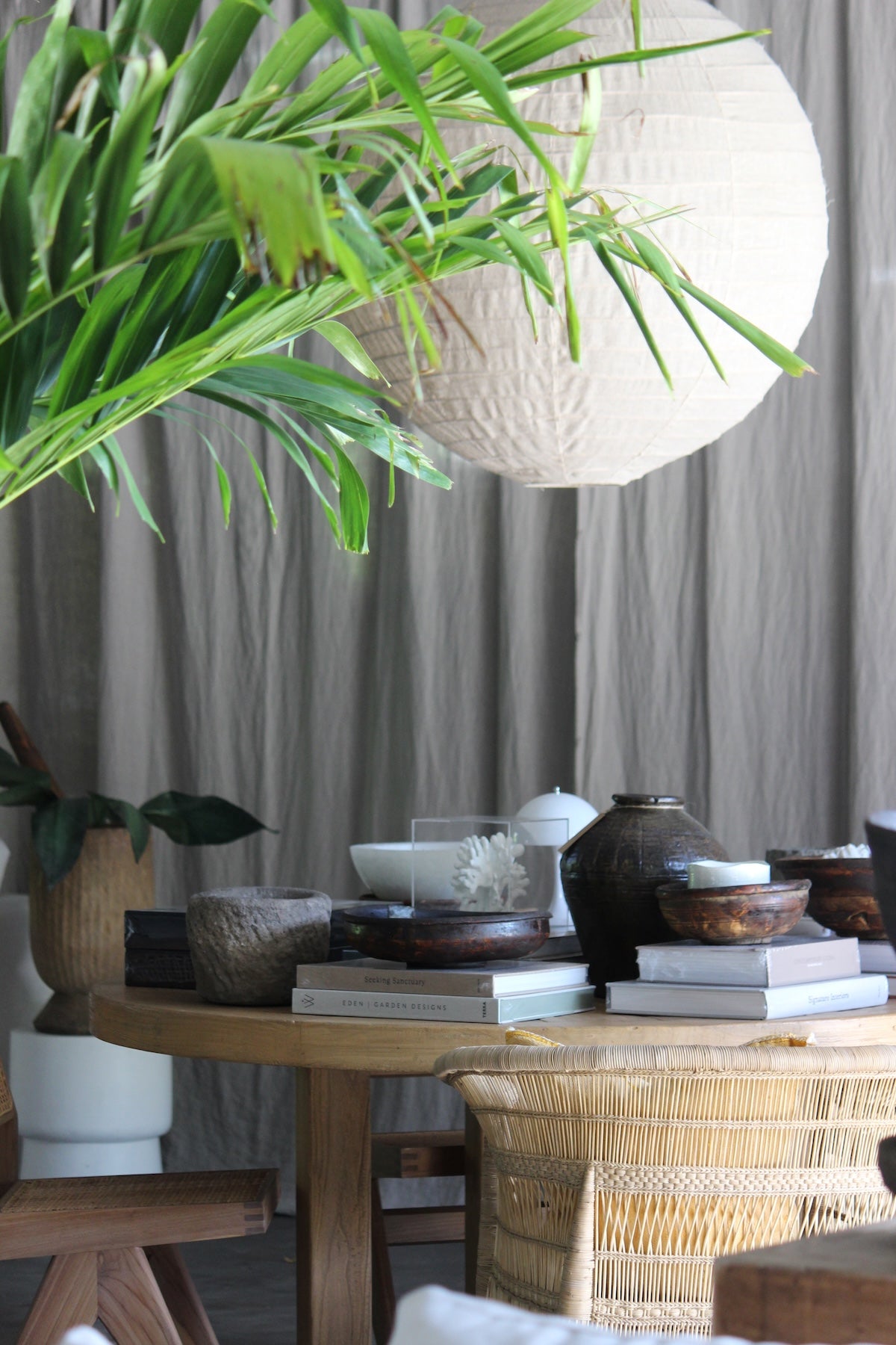 Linen Round Pendant Light | Ivory