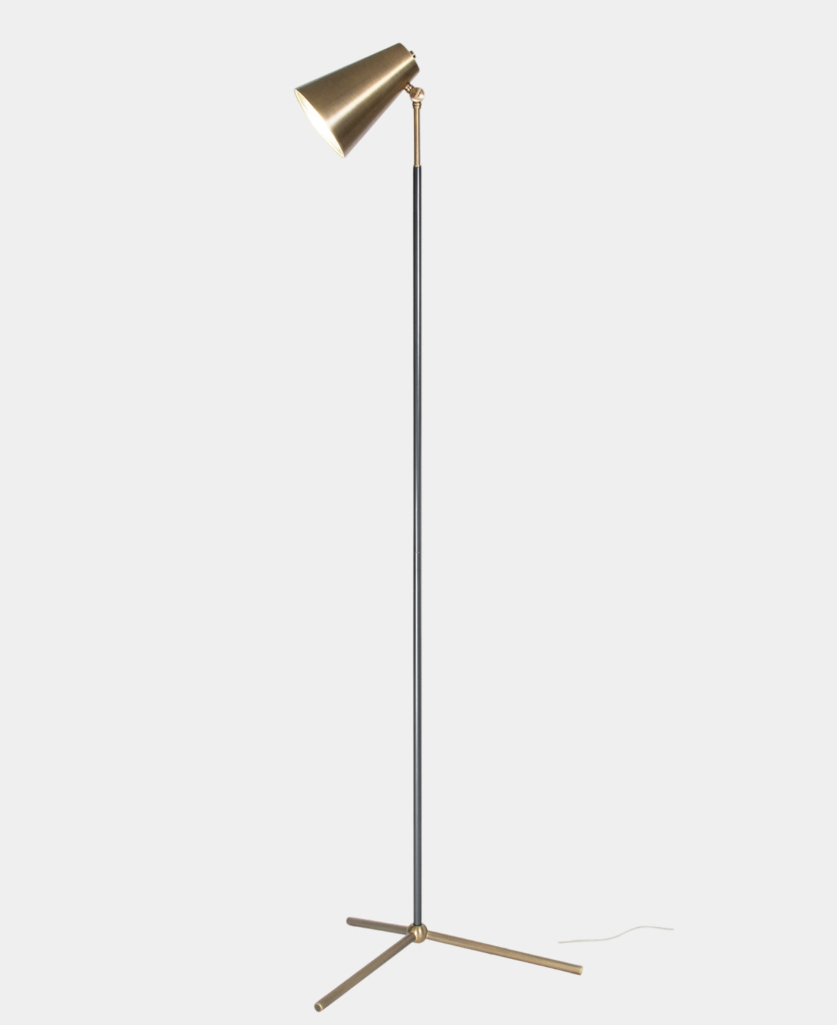 Gold floor lamp on a white background