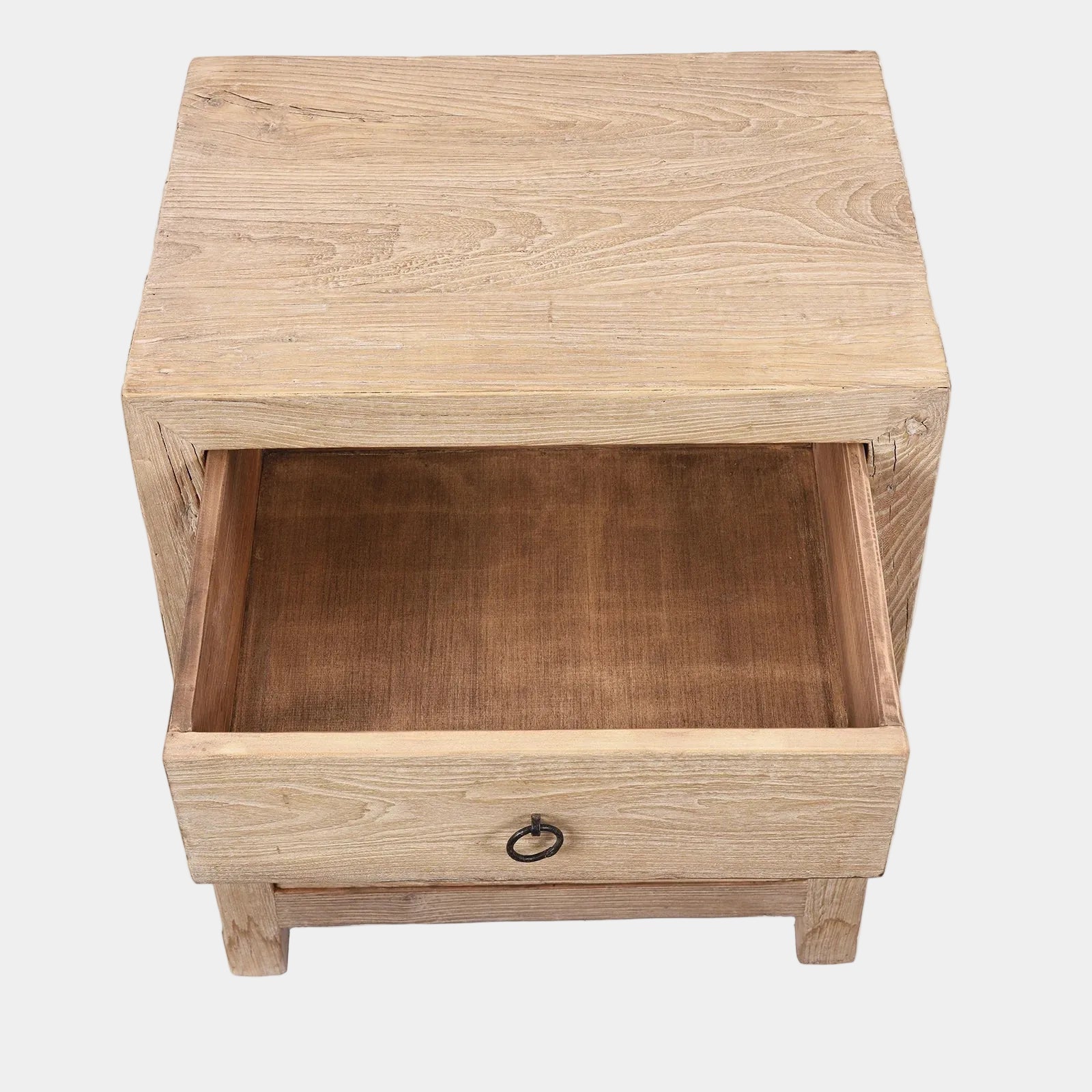 Wooden nightstand with a drawer on a white background