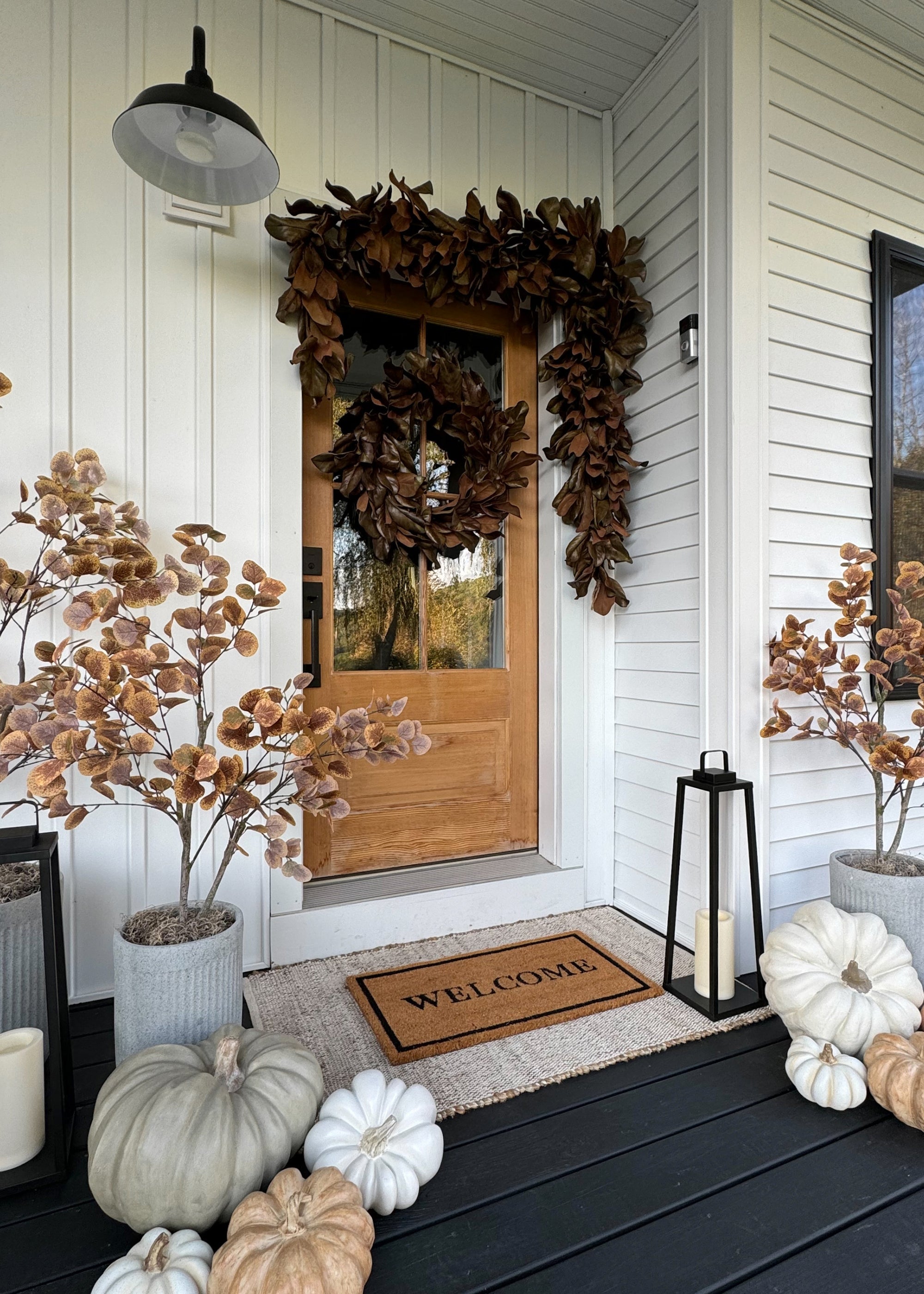 Natural Touch Faux Magnolia Leaf Garland in Aged Brown- 79.5"