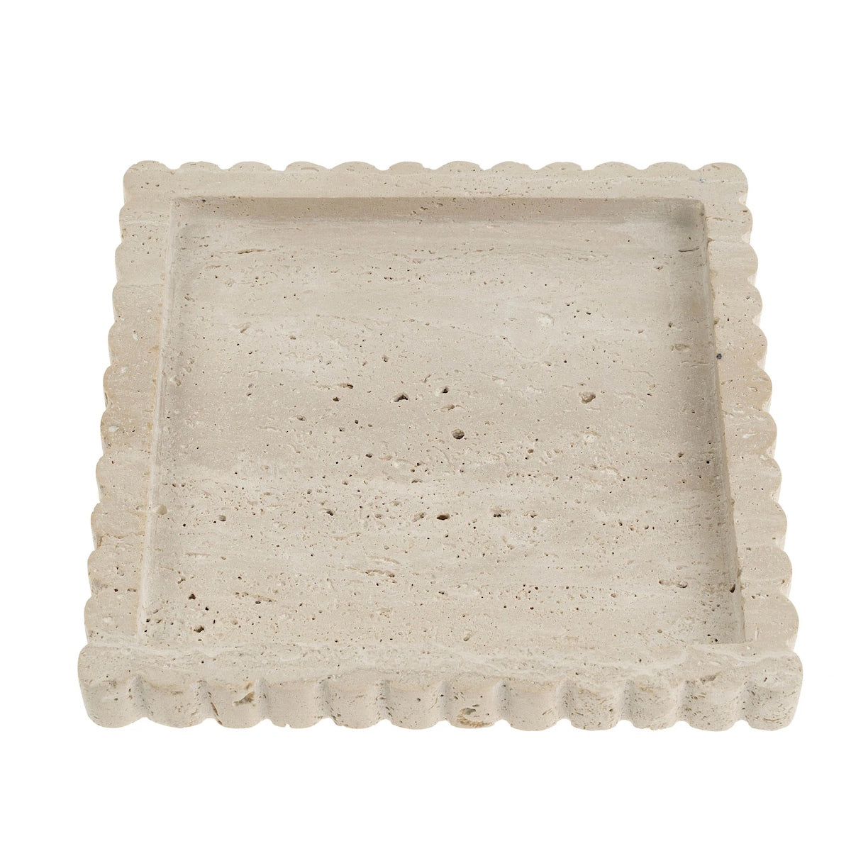 Scalloped Square Travertine Tray