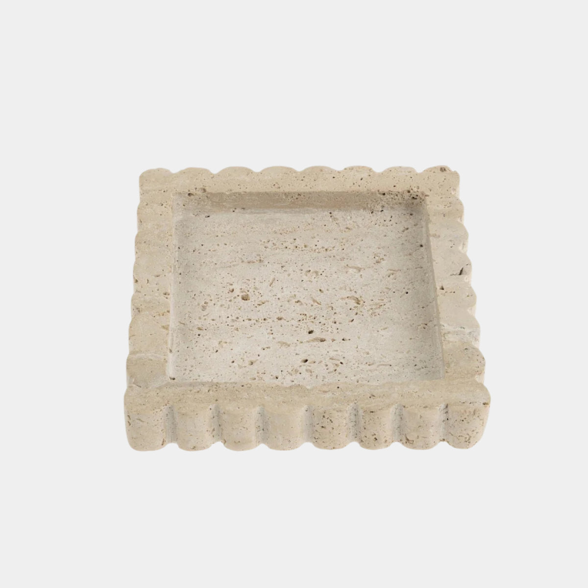 Scalloped Square Travertine Tray