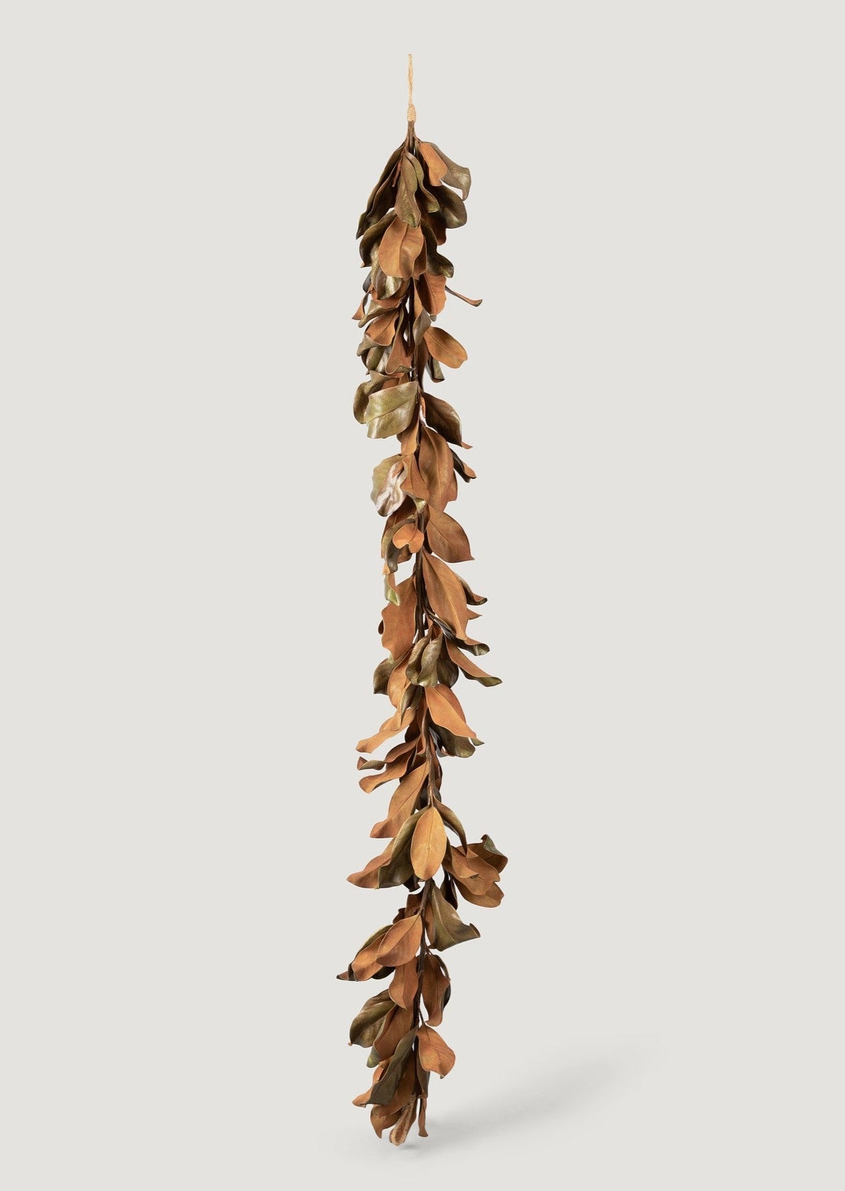 Natural Touch Faux Magnolia Leaf Garland in Aged Brown- 79.5"