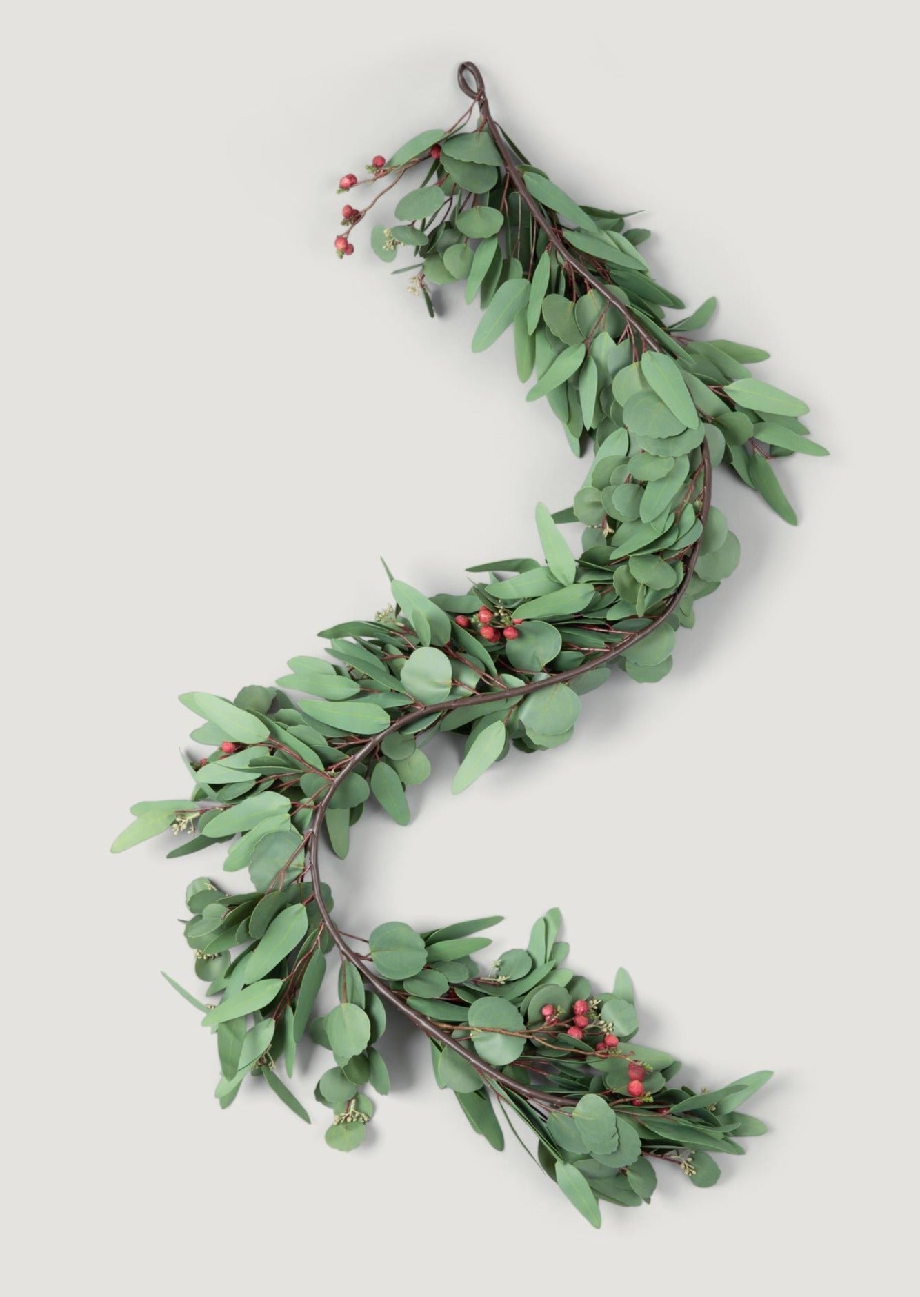 Deluxe Faux Seeded Eucalyptus Garland with Burgundy Berries - 60"