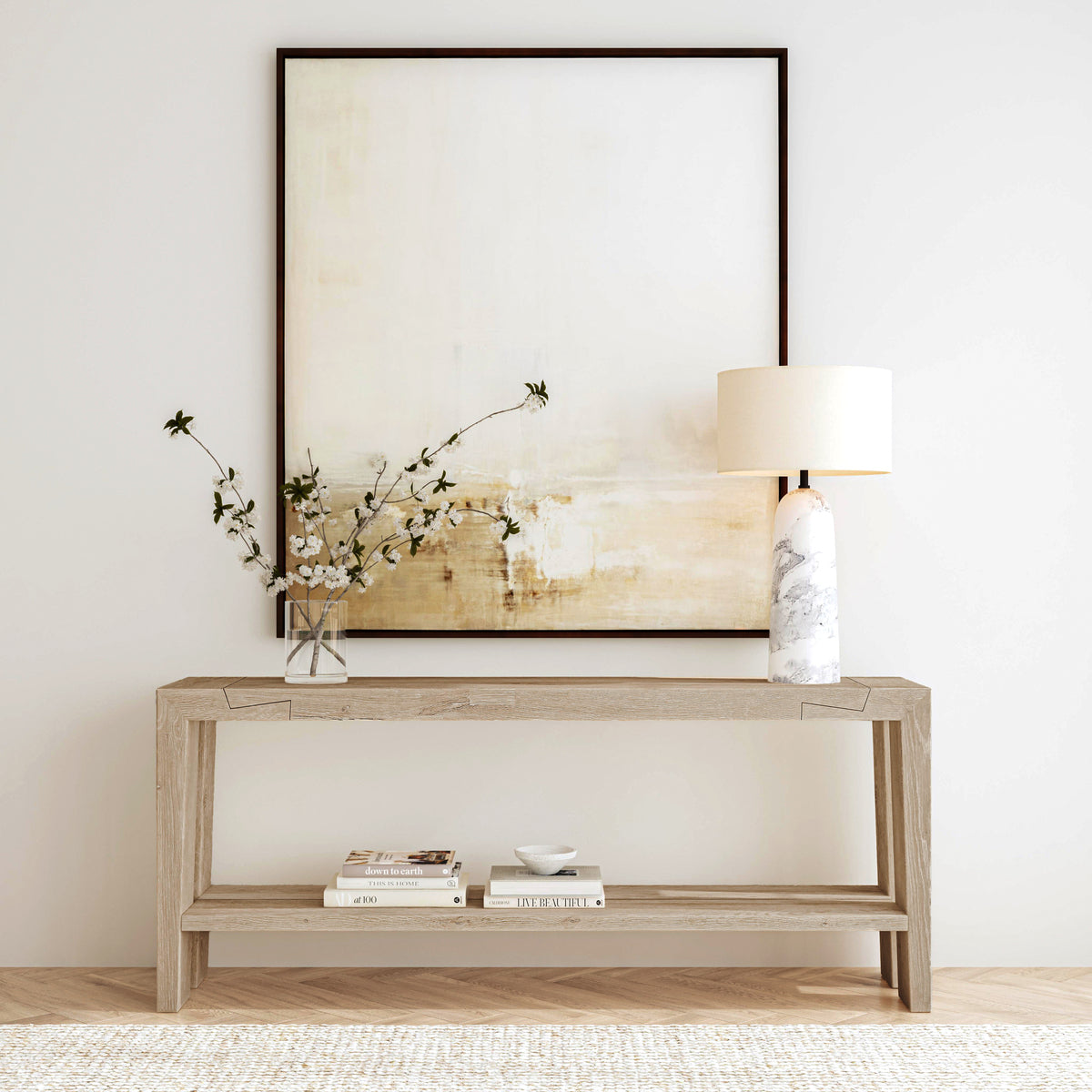 Troy Reclaimed Oak Console Table | Aged Cream