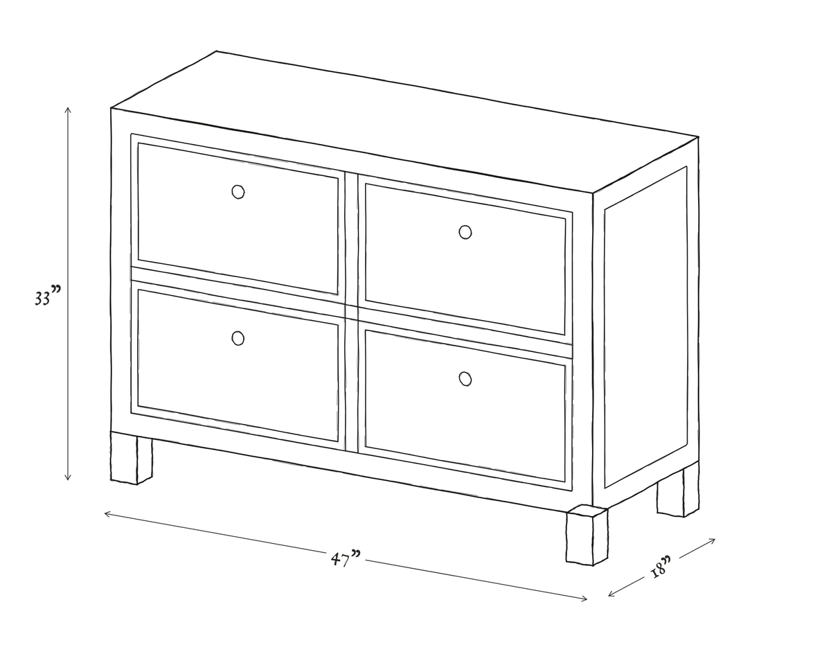 Belia Four Door Elm Dresser dimensions drawing