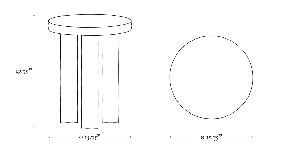 Ellis Elm Side Table dimensions drawing