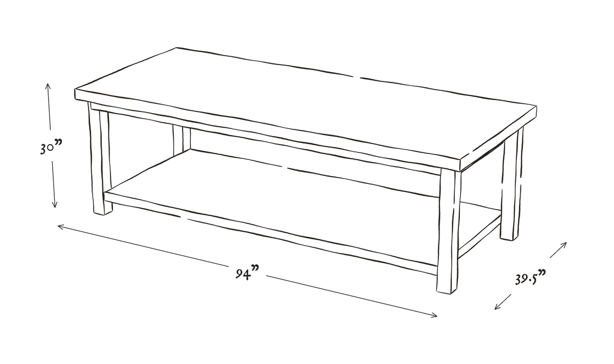 Fara Elm Center Island Table dimensions drawing