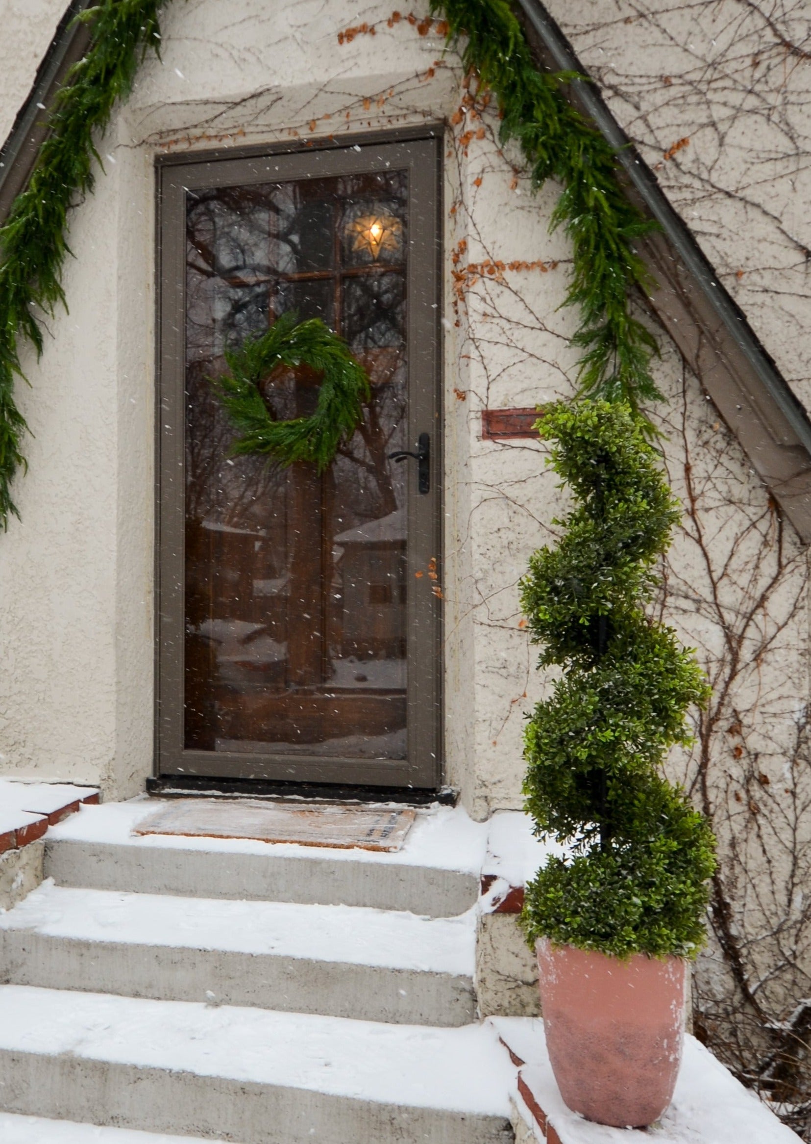 UV Treated Faux Indoor/Covered Outdoor Cedar Wreath - 24"