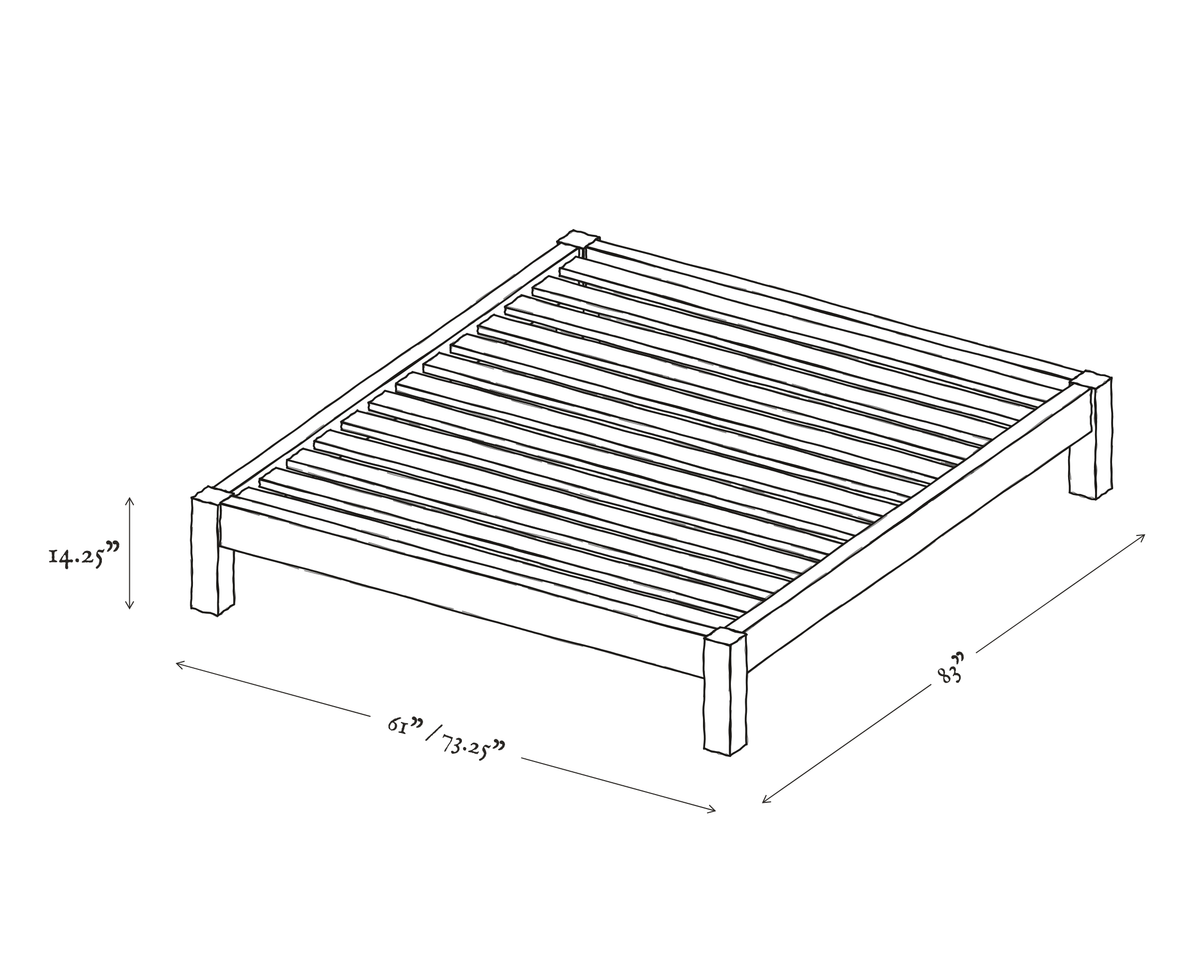 Hayes Elm Bed Frame dimensions drawing