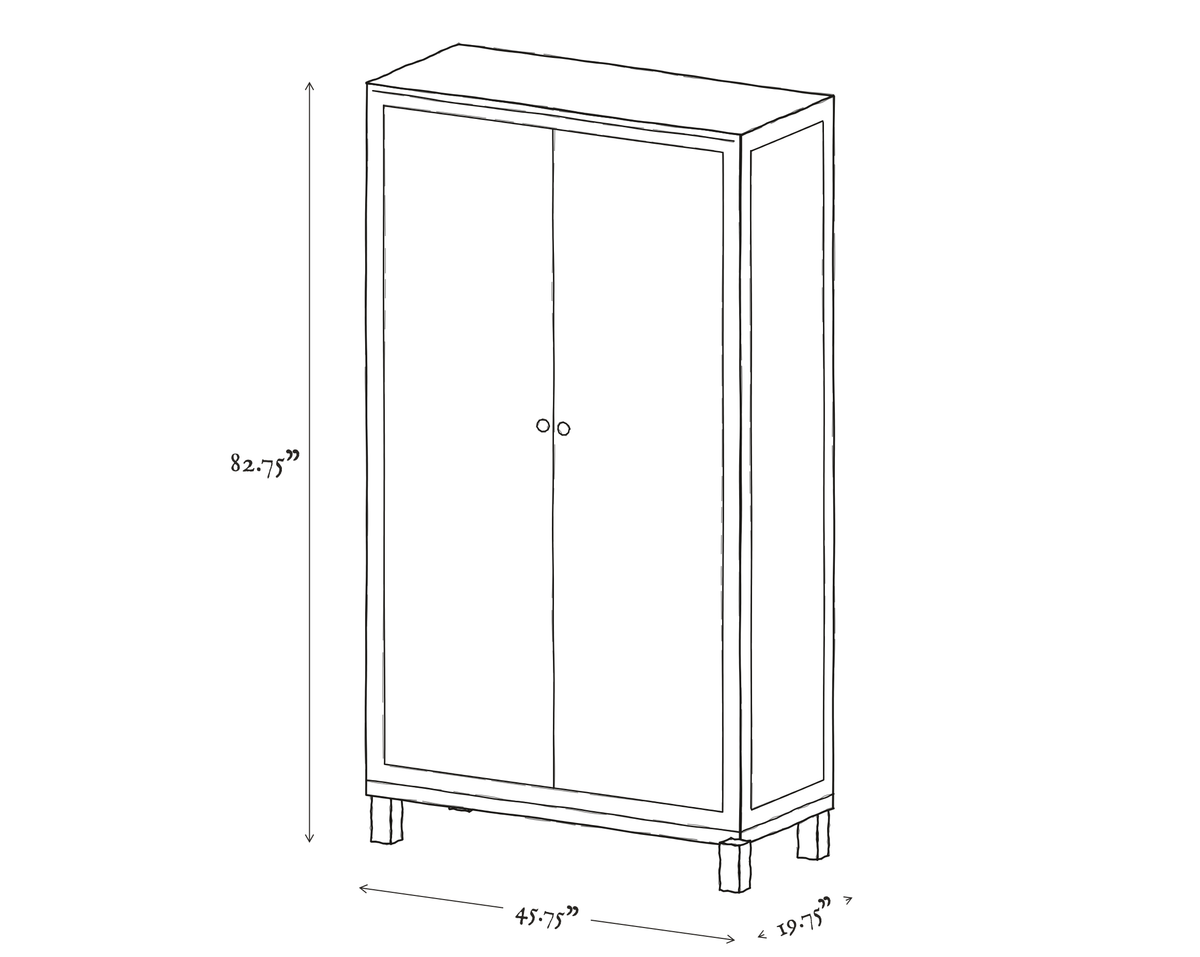 Sloane Black Elm Armoire dimensions drawing